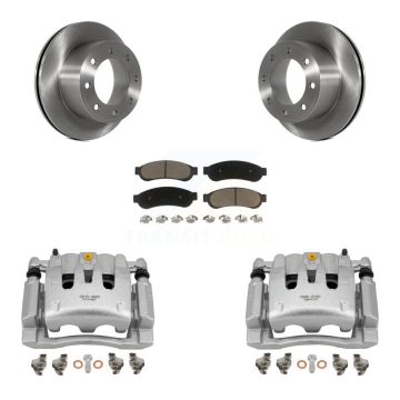 Rear Disc Brake Caliper Rotors And Ceramic Pads Kit For Ford F-250 Super Duty F-350 KC8-100718C