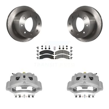 Rear Disc Brake Caliper Rotor And Semi-Metallic Pad Kit For GMC Sierra 3500 HD Chevrolet KC8-100718N