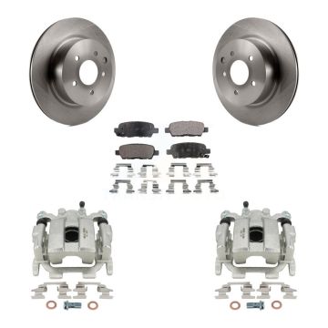 Rear Disc Brake Caliper Rotors And Semi-Metallic Pads Kit For 2008-2012 INFINITI EX35 KC8-100718P