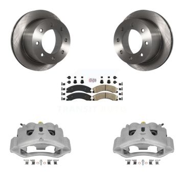Rear Disc Brake Caliper Rotor Ceramic Pad Kit For GMC Sierra 3500 HD Chevrolet Silverado KC8-100719N