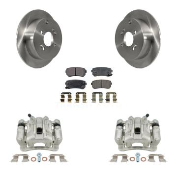 Rear Brake Caliper Rotor Semi-Metallic Pad Kit For 2006-2007 Hyundai Accent Kia Rio5 Rio KC8-100721P