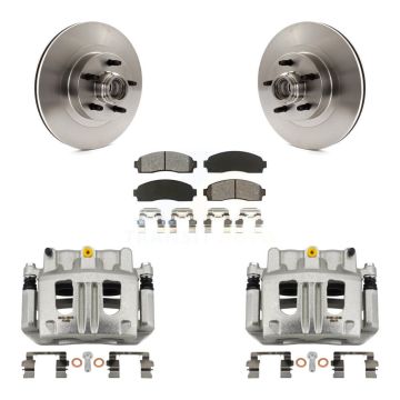 Front Disc Brake Caliper Rotors & Semi-Metallic Pad Kit For Ford Explorer Sport Trac RWD KC8-100721S