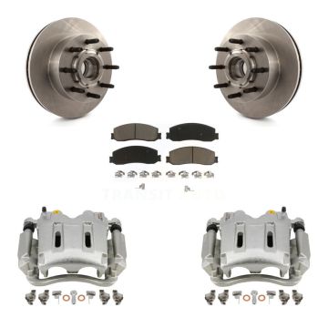 Front Disc Brake Caliper Rotors And Ceramic Pads Kit For Ford F-350 Super Duty F-250 RWD KC8-100724C