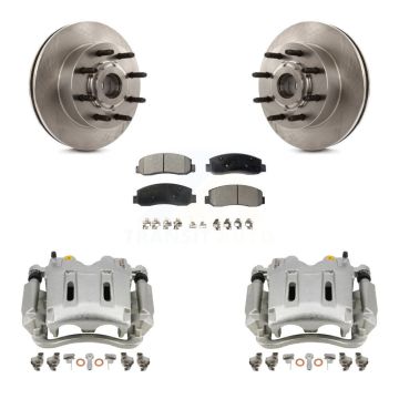 Front Disc Brake Caliper Rotor Semi-Metallic Pad Kit For Ford F-350 Super Duty F-250 RWD KC8-100727P