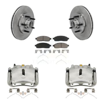 Front Disc Brake Caliper Rotor Ceramic Pad Kit For 2004 Ford F-150 RWD With 5 Lug Wheels KC8-100728C