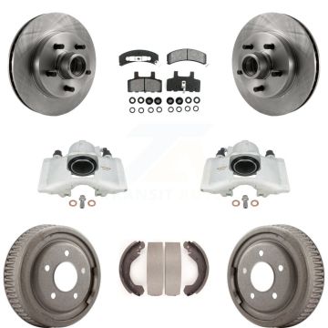 Front Rear Disc Brake Caliper Rotors Drums Semi-Metallic Pads Kit (8Pc) For GMC Yukon KC8-100733S