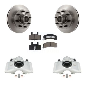 Front Brake Caliper Rotor & Ceramic Pad Kit For Chevrolet Express 2500 With 8 Lug Wheels KC8-100735C