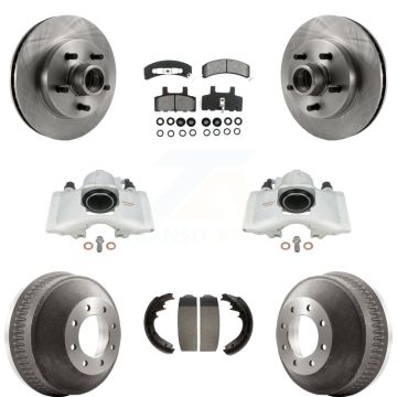 Front Rear Brake Caliper Rotors Drum Semi-Metallic Pads Kit (8Pc) For C1500 Suburban GMC KC8-100735S