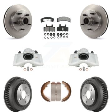 Front Rear Brake Caliper Rotors Drum Semi-Metallic Pads Kit (8Pc) For Dodge Ram 1500 RWD KC8-100737S