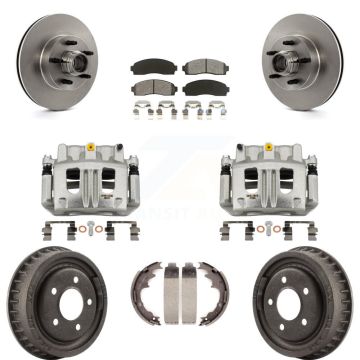 Front Rear Disc Brake Caliper Rotor Drum Semi-Metallic Pad Kit (8Pc) For Ford Ranger RWD KC8-100738S
