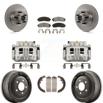 Front Rear Disc Brake Caliper Rotor Drum Semi-Metallic Pad Kit (8Pc) For Ford Ranger RWD KC8-100739S