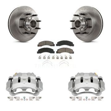 Front Disc Brake Caliper Rotor Ceramic Pad Kit For Ford F-350 Super Duty F-250 Excursion KC8-100740C