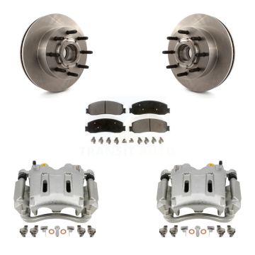 Front Disc Brake Caliper Rotor Semi-Metallic Pad Kit For Ford F-250 Super Duty F-350 RWD KC8-100743P