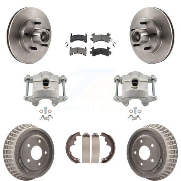 Front Rear Brake Caliper Rotors Drums Semi-Metallic Pads Kit (8Pc) For Chevrolet S10 GMC KC8-100743S