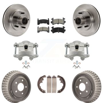 Front Rear Brake Caliper Rotors Drums Semi-Metallic Pads Kit (8Pc) For Chevrolet S10 GMC KC8-100744S