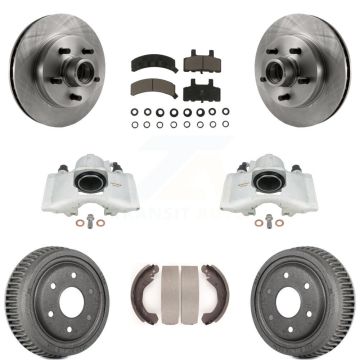 Front Rear Disc Brake Caliper Rotors Drums Ceramic Pads Kit (8Pc) For GMC Yukon KC8-100745C