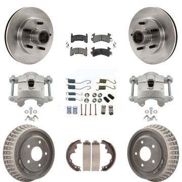 Front Rear Brake Caliper Rotors Drum Semi-Metallic Pad Shoe & Hardware Kit (9Pc) For S10 KC8-100745S