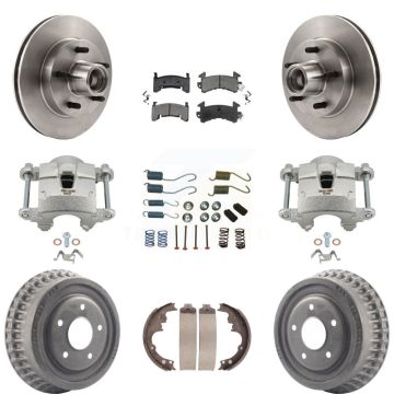Front Rear Brake Caliper Rotor Drum Semi-Metallic Pad Shoe Hardware Kit (9Pc) For Camaro KC8-100746S