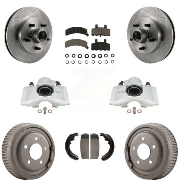 Front Rear Brake Caliper Rotors Drum Ceramic Pad Kit (8Pc) For GMC Yukon Chevrolet C1500 KC8-100747C