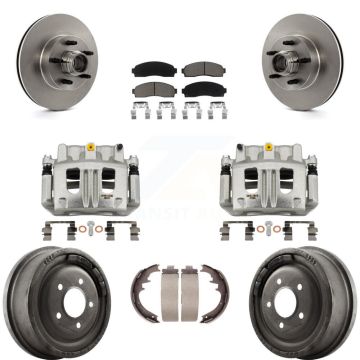 Front Rear Brake Caliper Rotors Drum Ceramic Pad Kit (8Pc) For 2006-2009 Ford Ranger RWD KC8-100748C