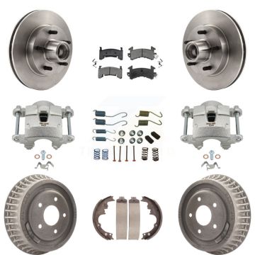 Front Rear Brake Caliper Rotors Drum Semi-Metallic Pad Shoe & Hardware Kit (9Pc) For S10 KC8-100748S