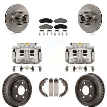 Front Rear Brake Caliper Rotors Drum Ceramic Pad Kit (8Pc) For 2006-2009 Ford Ranger RWD KC8-100749C