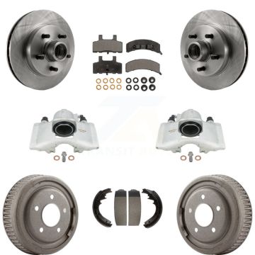 Front Rear Brake Caliper Rotors Drum Semi-Metallic Pad Kit (8Pc) For GMC Yukon Chevrolet KC8-100749P