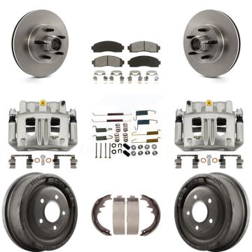 Front Rear Disc Brake Caliper Rotor Drum Semi-Metallic Pad Shoe & Hardware Kit (9Pc) For KC8-100750S