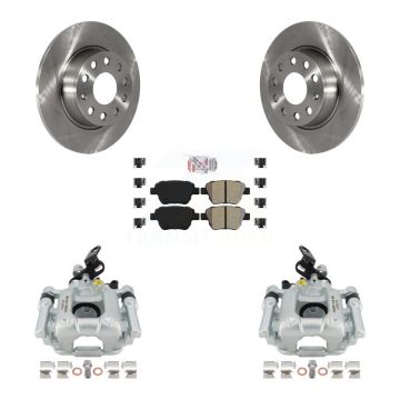 Rear Brake Caliper Rotor Semi-Metallic Pad Kit For Volkswagen Jetta Golf Passat Audi GTI KC8-100751N