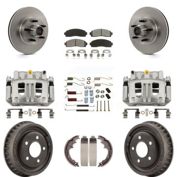 Front Rear Disc Brake Caliper Rotor Drum Semi-Metallic Pad Shoe & Hardware Kit (9Pc) For KC8-100751S