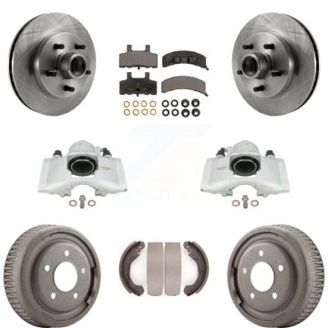 Front Rear Disc Brake Caliper Rotors Drums Semi-Metallic Pads Kit (8Pc) For GMC Yukon KC8-100752P