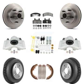 Front Rear Disc Brake Caliper Rotor Drum Semi-Metallic Pad Shoe & Hardware Kit (9Pc) For KC8-100752S
