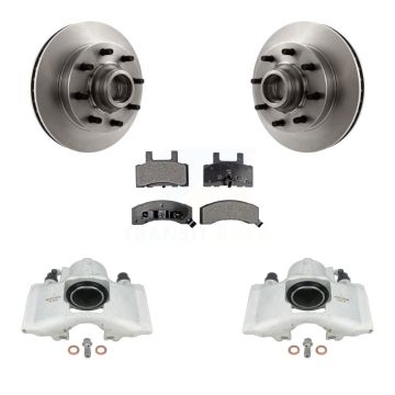 Front Brake Caliper Rotor & Ceramic Pad Kit For Chevrolet Express 2500 With 8 Lug Wheels KC8-100752T
