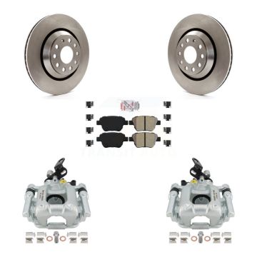 Rear Disc Brake Caliper Rotor & Semi-Metallic Pad Kit For Volkswagen GTI Audi A3 Quattro KC8-100753N