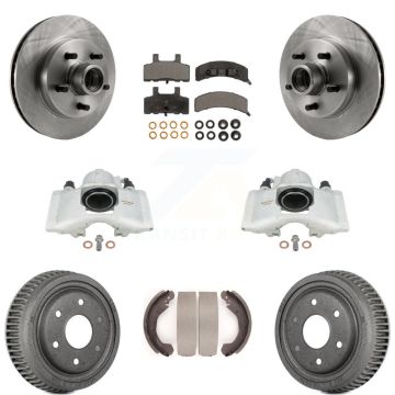 Front Rear Disc Brake Caliper Rotors Drums Semi-Metallic Pads Kit (8Pc) For GMC Yukon KC8-100753P