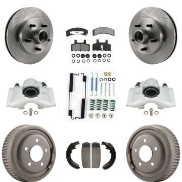 Front Rear Disc Brake Caliper Rotor Drum Semi-Metallic Pad Shoe & Hardware Kit (9Pc) For KC8-100753S