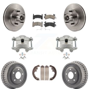 Front Rear Brake Caliper Rotors Drum Ceramic Pads Kit (8Pc) For Chevrolet Camaro Pontiac KC8-100754C