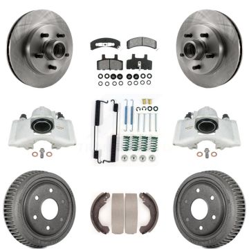 Front Rear Disc Brake Caliper Rotor Drum Semi-Metallic Pad Shoe & Hardware Kit (9Pc) For KC8-100755S