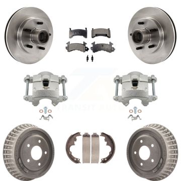 Front Rear Brake Caliper Rotors Drum Ceramic Pads Kit (8Pc) For Chevrolet S10 GMC Sonoma KC8-100755T