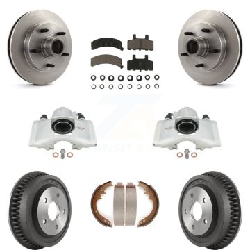 Front Rear Brake Caliper Rotors Drum Ceramic Pads Kit (8Pc) For 94-99 Dodge Ram 1500 RWD KC8-100756C