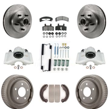 Front Rear Disc Brake Caliper Rotor Drum Semi-Metallic Pad Shoe & Hardware Kit (9Pc) For KC8-100756S