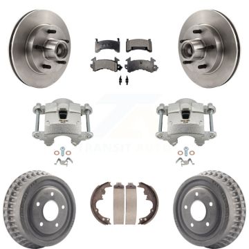 Front Rear Brake Caliper Rotors Drum Ceramic Pads Kit (8Pc) For Chevrolet Camaro Pontiac KC8-100756T