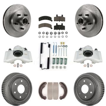 Front Rear Brake Caliper Rotors Drum Ceramic Pad Shoe & Hardware Kit (9Pc) For GMC Yukon KC8-100757C