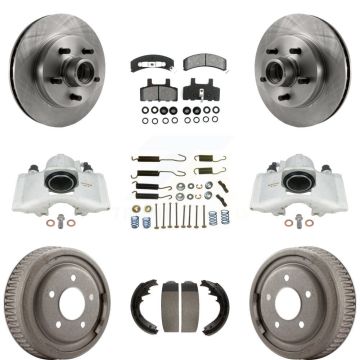 Front Rear Disc Brake Caliper Rotor Drum Semi-Metallic Pad Shoe & Hardware Kit (9Pc) For KC8-100757S