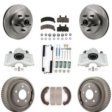 Front Rear Brake Caliper Rotors Drum Ceramic Pad Shoe & Hardware Kit (9Pc) For GMC Yukon KC8-100758C
