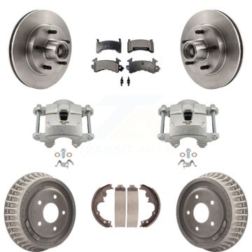 Front Rear Brake Caliper Rotors Drum Ceramic Pads Kit (8Pc) For Chevrolet S10 GMC Sonoma KC8-100758T