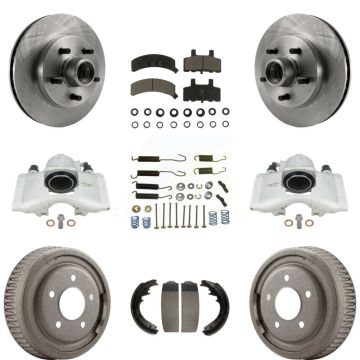 Front Rear Brake Caliper Rotors Drum Ceramic Pad Shoe & Hardware Kit (9Pc) For GMC Yukon KC8-100759C