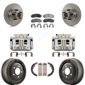 Front Rear Disc Brake Caliper Rotor Drum Semi-Metallic Pad Kit (8Pc) For Ford Ranger RWD KC8-100759P