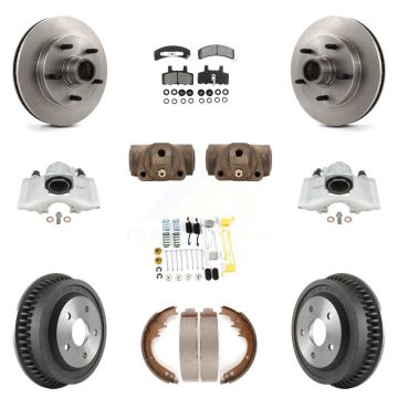 Front Rear Disc Brake Caliper Rotors Drum Semi-Metallic Pad Shoe Cylinder Kit (11Pc) For KC8-100759S