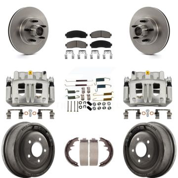 Front Rear Brake Caliper Rotors Drum Ceramic Pad Shoe Hardware Kit (9Pc) For Ford Ranger KC8-100760C